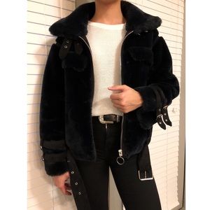 Eleven Paris faux fur biker jacket size S